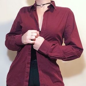 Burton London burgundy button up shirt